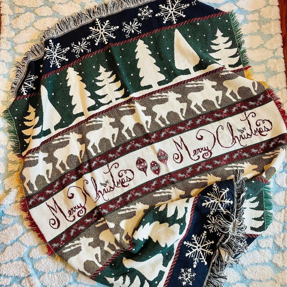 Tapestry Christmas Throw Blanket 60" x 45"